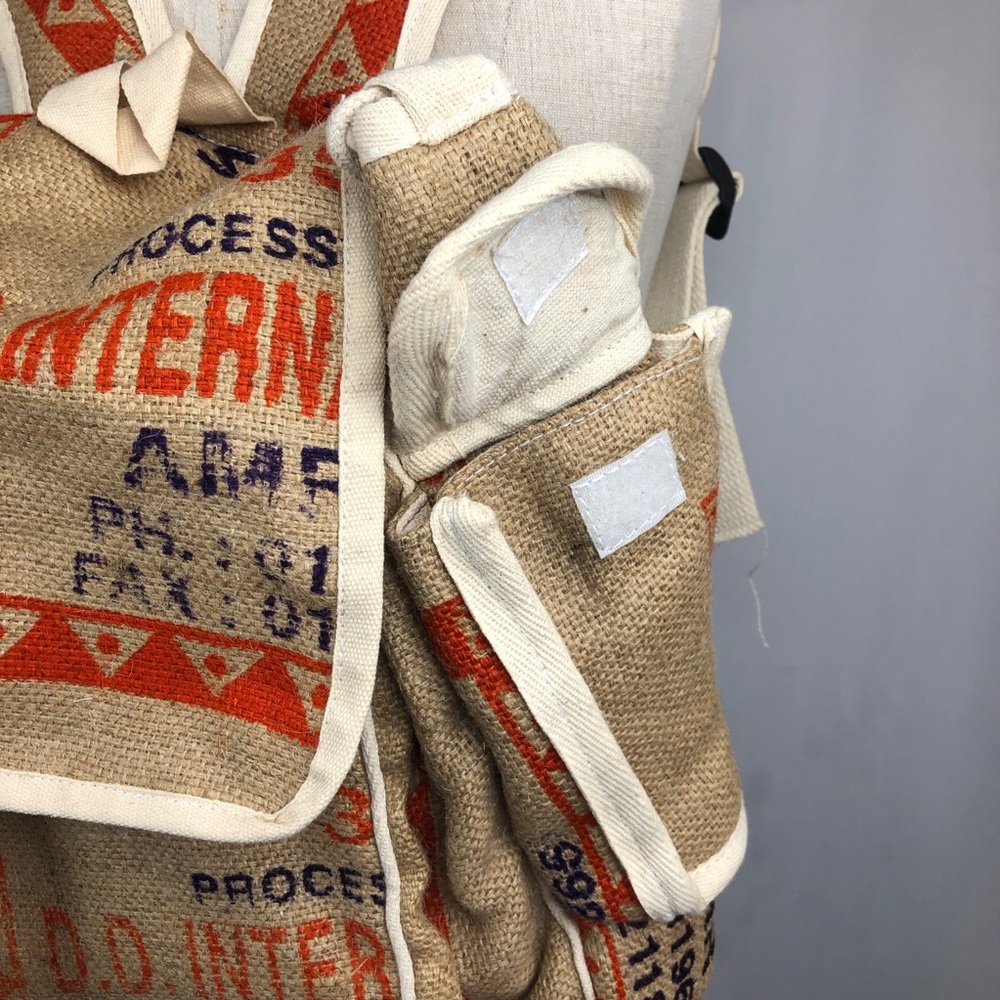 Recycled Burlap Drawstring Backpack - Picture 4 of 6